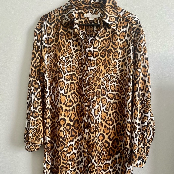 Boston Proper belted smock dress animal print - Picture 1 of 7